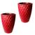 Kit de 2 vasos coluna redondo modelo diamante 3D decoração casa e jardim com proteção UV 49x33 Vermelho