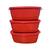 Kit de 3 Potes Saladeira 3 Litros - Ideal para Freezer e Micro-ondas com Fechamento Hermético Vermelho