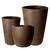 Kit de 3 vasos para planta decorativo grafiato de luxo em polietileno para jardim e casa Marrom