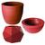 Kit de 3 vasos para planta grafiato de luxo em polietileno para decoração  Vermelho