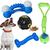 Kit de Brinquedos para Cachorros 4 mordedor  Pet Bola interativa osso nylon bola corda AzuL