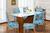 Kit de Capas de Cadeira Estofada 4 Lugares Mesa de Jantar Protege Muda a Decoração Malha Helanca Estampada 3 Flores Azul