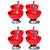 Kit de Sobremesa Taças e Colheres de Inox e Plástico 16 peças Vermelho