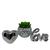 Kit decorativo com coração e palavra LOVE pequenos e vaso prata Prata