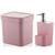 Kit Dispenser Porta Detergente 650ml + Lixeira 2,5 Litros Cozinha Trium - Ou Rosa