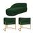 Kit Divã Luna 140cm Lado Esquerdo e 02 Poltronas Base de Ferro Dourado Suede Verde