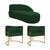 Kit Divã Luna 160cm Lado Direito e 02 Poltronas Base de Ferro Dourado Suede Verde