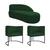 Kit Divã Luna 160cm Lado Direito e 02 Poltronas Base de Ferro Preto Suede Verde