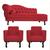 Kit Diva Recamier Diana 120cm Lado Direito e 2 Poltronas Classic Suede - ADJ Decor Vermelho