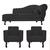 Kit Diva Recamier Diana 140cm Lado Esquerdo e 02 Poltronas Classic Corano - ADJ Decor Preto