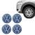 Kit Emblema Adesivo Volkswagen P/ Calota Resinado 4 Peças Azul
