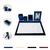Kit Escritório Organizador de Mesa A4 Sintético Porta Lápis Treco Caneta Home Office Porta Retrato Azul-marinho