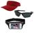 Kit Esportivo 1 Viseira, 1 Pochete Celular E 1 Oculos De Sol Vermelho