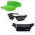 Kit Esportivo Com 1 Viseira Lisa 1 Oculos De Sol E 1 Pochete Verde neon