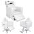 KIT Evidence - Cadeira Fixa + Cadeira Reclinável Com Descanso + 1 Lavatório Com Descanso Para Salão Branco Factor