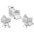 KIT Evidence - Cadeira Fixa + Cadeira Reclinável Com Descanso + 1 Lavatório Com Descanso Para Salão Prata Factor