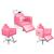 KIT Evidence - Cadeira Fixa + Cadeira Reclinável Com Descanso + 1 Lavatório Com Descanso Para Salão Rosa bebê