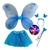 Kit Fantasia Asa Led Borboleta Infantil Com Saia Tule  Azul