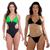 Kit Feminino Maiô e Biquíni Lisos Amarração Com Decote Moda Praia Verão Piscina Calor Preto