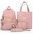 Kit Feminino Mochila Média de Costas Bolsas Pequenas Compartimento Notebook Semi Impermeavel Moda Blogueira Completo Rosa Clara