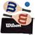 Kit Frescobol Logo Wilson 2 Raquetes + 1 Bola Original Vermelho, Azul