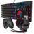 Kit Gamer Teclado Mecanico, Headset com Microfone e Mouse Ergonomico Led RGB Rainbow Preto/Vermelho