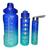 Kit Garrafa Motivacional de Agua 3 em 1 Personalizada 2L 900ml 500ml Azul