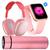Kit Garrafa térmica 500ml inox sensor Led +  Smartwatch Y8 + Fone Bluetooth  rosa
