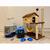 Kit Gato Arranhador Caixa Banheiro Comedouro Completo Luxo Bege e Azul