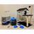 Kit Gato Arranhador Caixa Banheiro Comedouro Completo Luxo Cinza e Azul