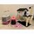 Kit Gato Arranhador Caixa Banheiro Comedouro Completo Luxo Cinza e Rosa