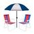 Kit Guarda Sol 1,8m Fashion 2 Cadeira Alta Aço Dobrável Praia Camping Piscina - Mor Azul marinho