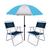Kit Guarda Sol 1,8m Fashion 2 Cadeira Master Azul Aço Dobrável Praia Camping Piscina - Mor Azul claro