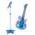 Kit Guitarra Com Microfone E Pedestal Brinquedo Infantil Rock Show Com Luzes E Sons DM Toys Azul dmt5894