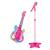 Kit Guitarra Com Microfone E Pedestal Brinquedo Infantil Rock Show Com Luzes E Sons DM Toys Rosa dmt5893