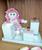 Kit Higiene Bebê em Vidro Porta Algodão Cotonetes Gases  Branco com Rosé