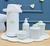 Kit Higiene Porcelana Bebê K033 Bandeja Nuvem Moderno Sabonete Térmica 500ml Cotonete Algodão Verde