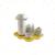 Kit Higiene Porcelana Bebê K044 Bandeja Nuvem Moderno Sabonete Térmica 500ml Cotonete Algodão Amarelo