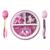 Kit Introdução Alimentar Prato com Divisórias e Par de Colheres Flexíveis Coloridas Multikids Baby Rosa