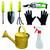 Kit Jardinagem Horta Planta 4 Ferramentas + Pulverizador Regador Colorido e Par de Luvas Amarelo