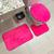 Kit Jogo Conjunto de Tapete Para Banheiro 3 Peças Liso Aveludado Macio Antiderrapante Rosa Caracol