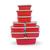 Kit Jogo de Potes Plásticos Alimentos com Tampa Colorido 10 peças Vermelho