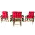 Kit Jogo Sofá Cadeira Bambu Varanda 4 Lugares Várias Cores Vermelho