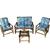 Kit Jogo Sofá Cadeira Bambu Varanda 4 Lugares Várias Cores Floral Azul