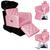 Kit Lavatório Tokyo Base Preta Descanso + Cadeira Reclinável + Cadeira Maquiagem bases Quadradas Para Salão Rosa bebê