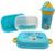 Kit Marmita Dupla Pote com Talher e Garrafa 300ML Refeição Infantil 3 Peças Azul