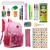 Kit Material Escolar Mochila Caderno Estojo Completo Feminino Rosa Cerise