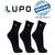 Kit Meias Lupo Sport 6 Pares Cano Médio Algodão Maculino Kit 3, Preto