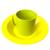 Kit merenda escolar cantina copo prato grande fundo varias cores plastico reforçado não quebra 450ml Amarelo