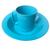 Kit merenda escolar cantina copo prato grande fundo varias cores plastico reforçado não quebra 450ml Azul Claro